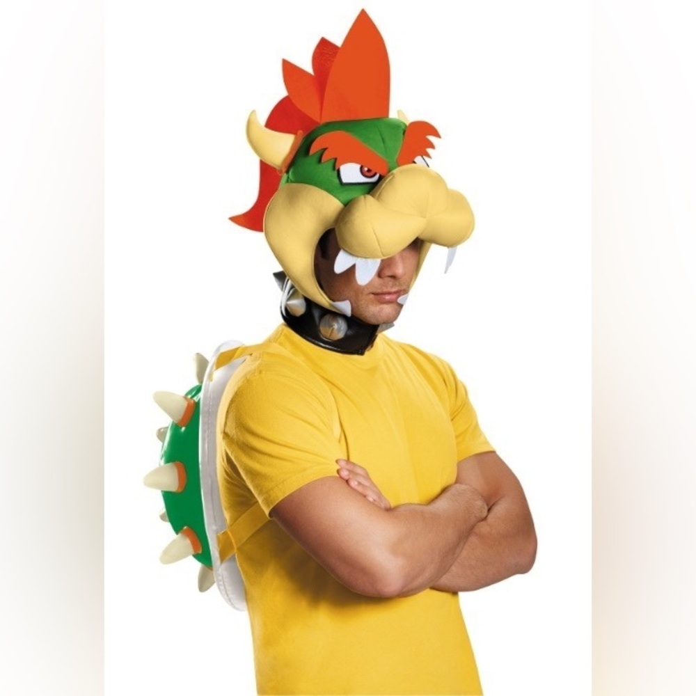 Super Mario Bros. Bowser Costume Accessory Kit - Hood & Inflatable Shell, OS